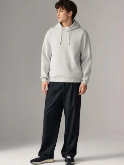 Marl gris - Sweat à capuche texturé linéaire