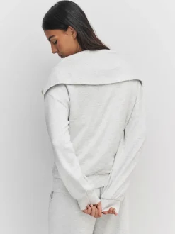 Marl gris - Sweat-shirt en jersey à col zippé