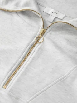 Marl gris - Sweat-shirt en jersey à col zippé