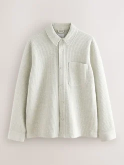 Marl gris - Veste-chemise à bouton-chemise à texture linéaire