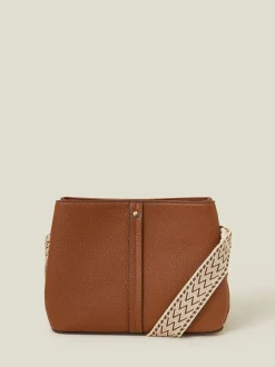 Marron - Accessorize Faux Leather Webbing Strap Sac à bandoulière