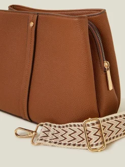 Marron - Accessorize Faux Leather Webbing Strap Sac à bandoulière