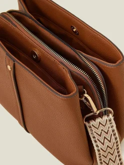 Marron - Accessorize Faux Leather Webbing Strap Sac à bandoulière