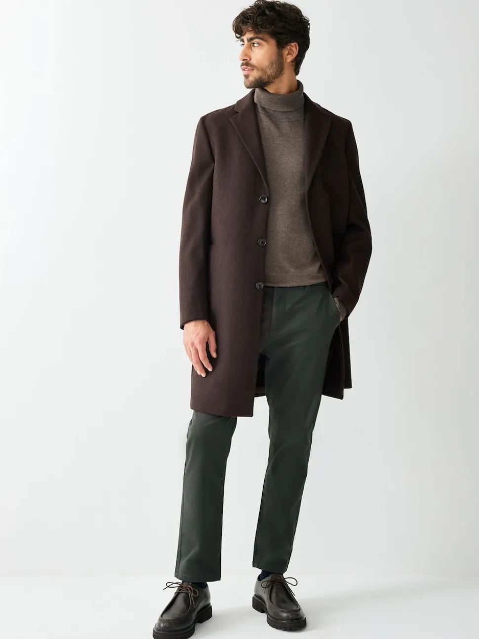 Marron - Ajustement régulier - Manteau Epsom en laine