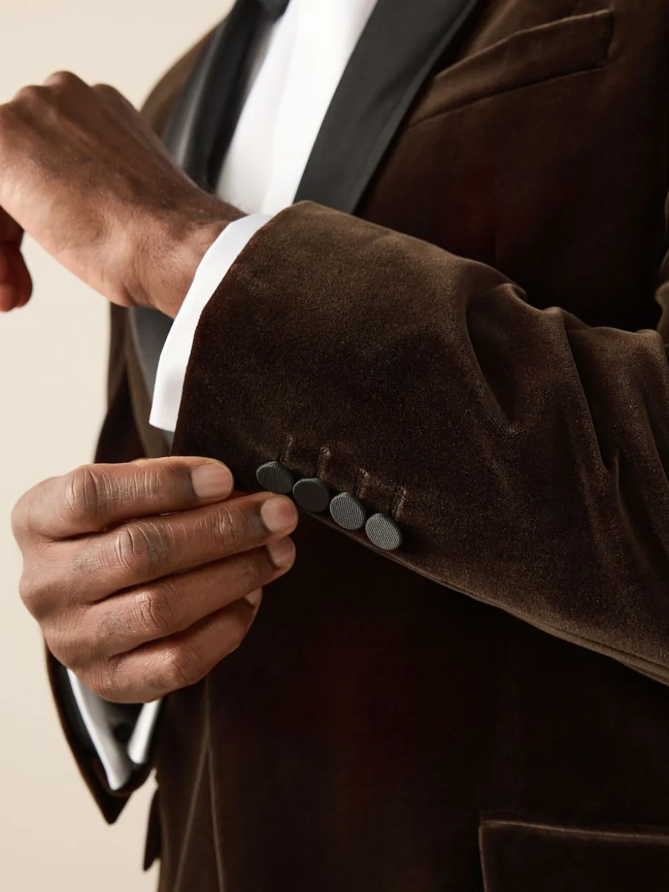 Marron - Ajustement régulier - Blazer Signature Pontoglio en velours italien avec revers châle