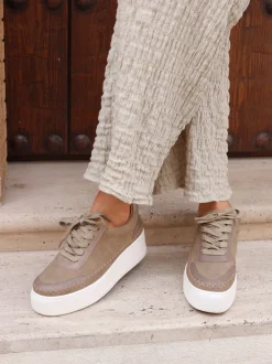 Marron - Baskets Linzi Harlem à plateforme en similicuir