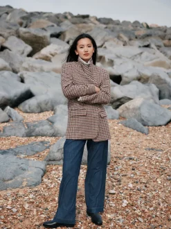 Marron - Blazer Laura Ashley Heritage Dogtooth à carreaux en laine