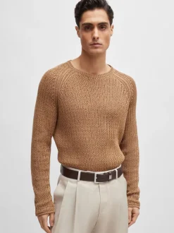 Marron - BOSS Ceintures de cuir en métal brossé