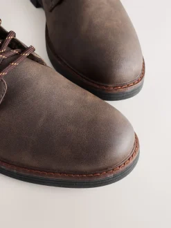 Marron - Bottes à bordure en velours côtelé doublées de peau de mouton