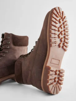 Marron - Bottes à lacets en cuir