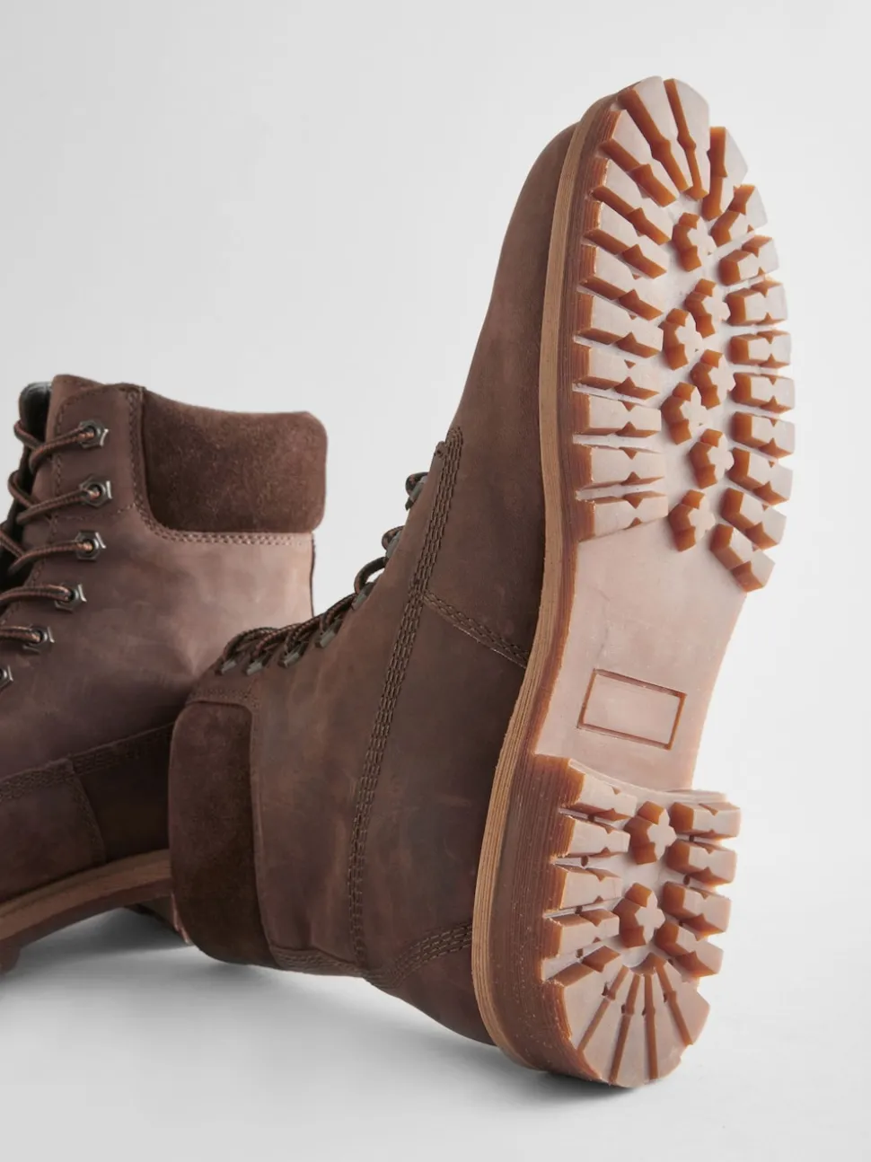 Marron - Bottes à lacets en cuir