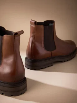 Marron - Bottes Chelsea cuir Signature