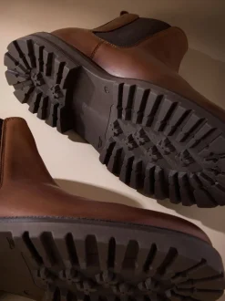 Marron - Bottes Chelsea cuir Signature