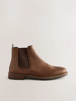 Marron - Bottes Chelsea en cuir cireux