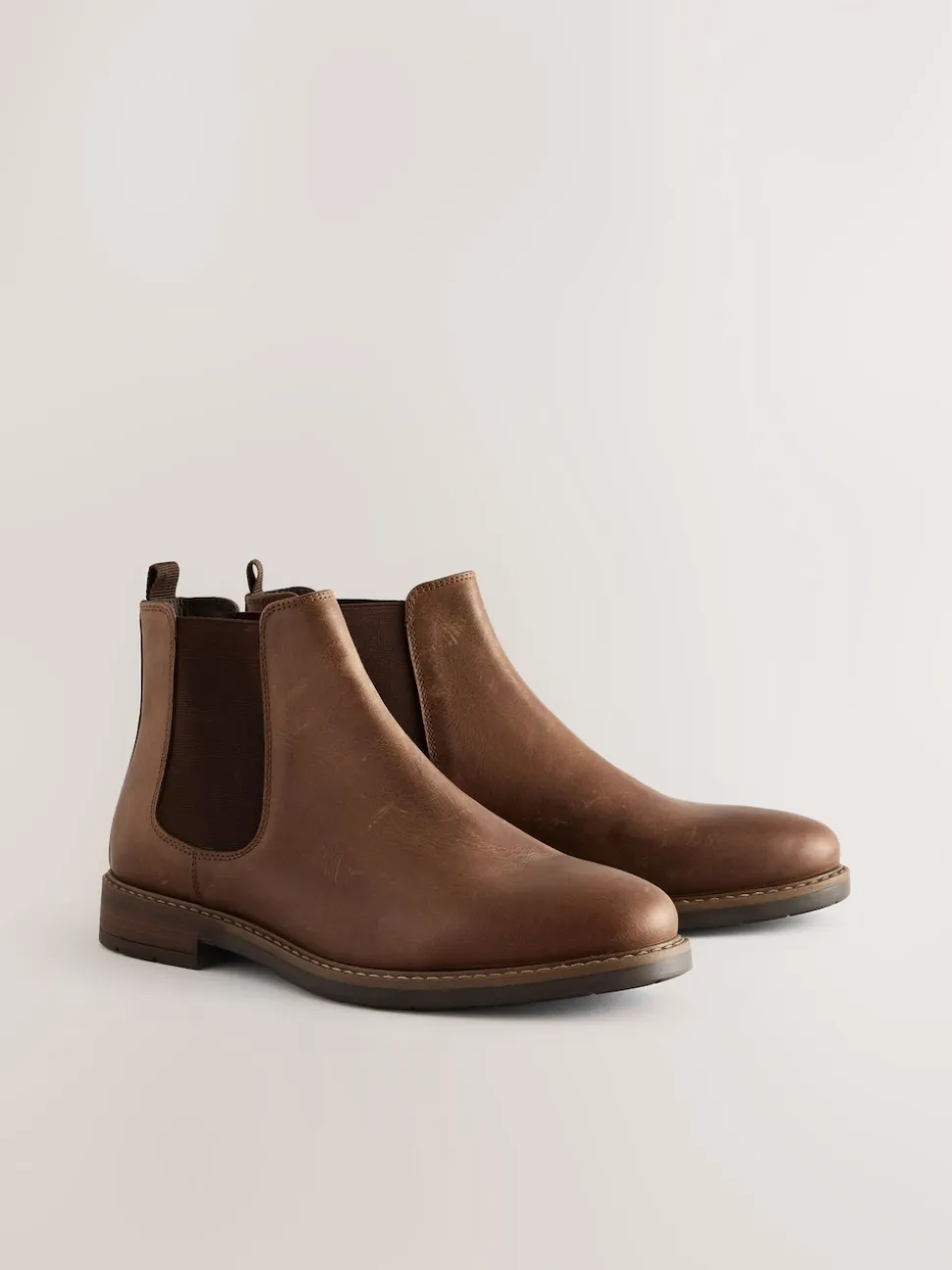 Marron - Bottes Chelsea en cuir cireux