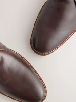 Marron - Bottes Chukka en cuir à semelle contrastante