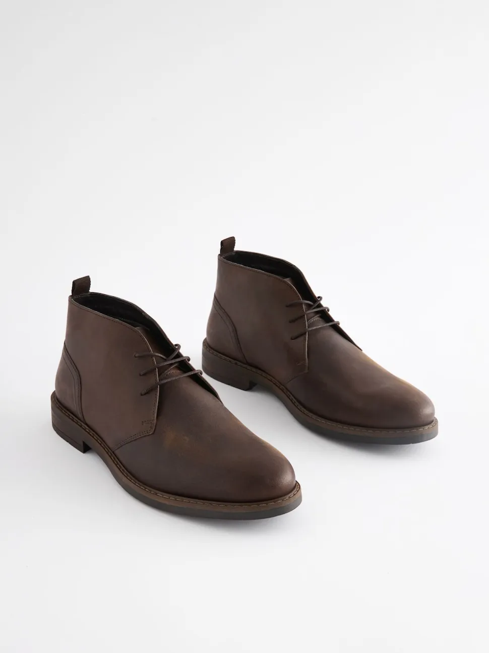 Marron - Bottes Chukka en cuir cireux