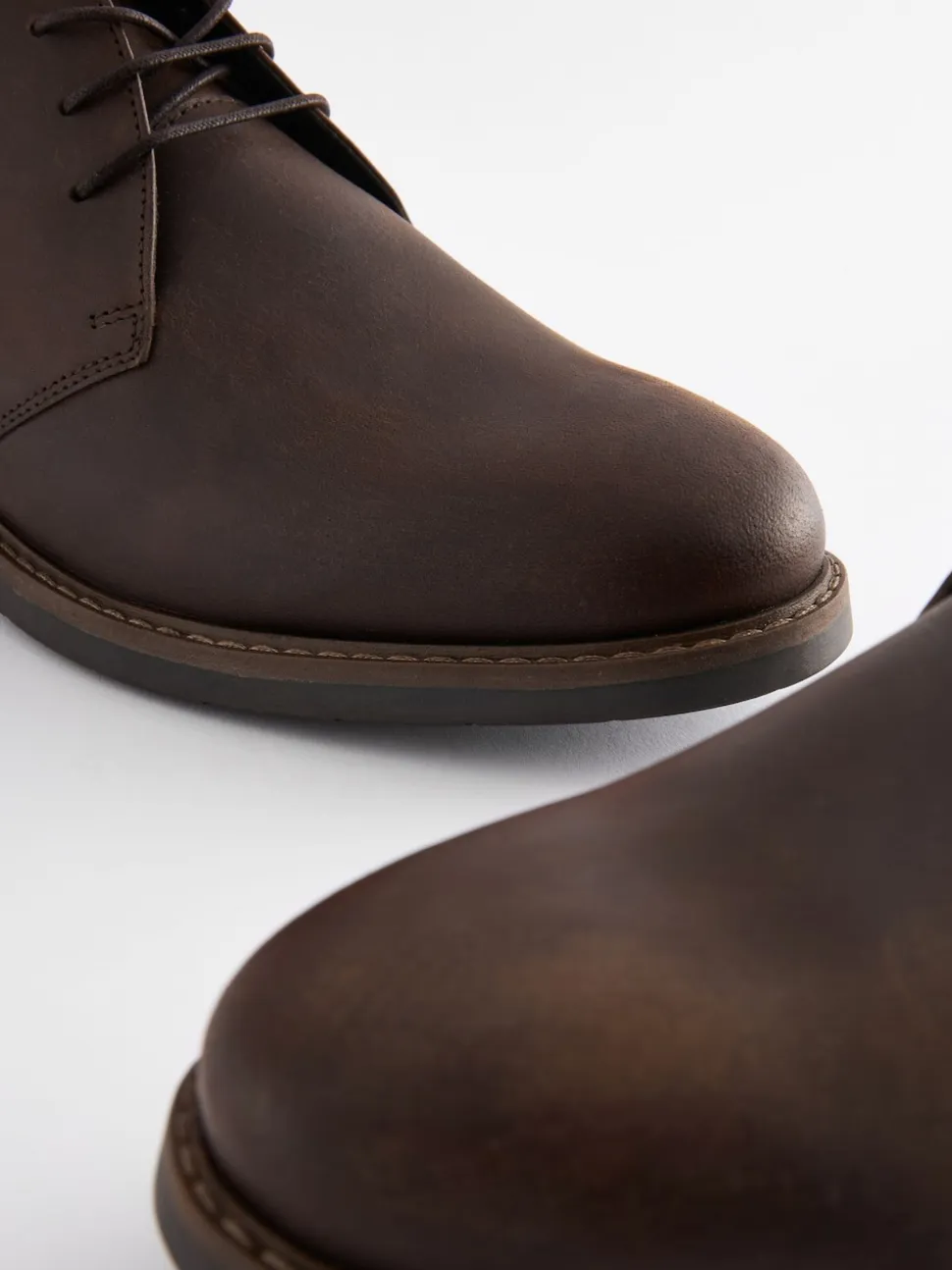 Marron - Bottes Chukka en cuir cireux