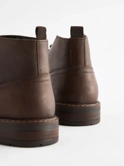 Marron - Bottes Chukka en cuir cireux