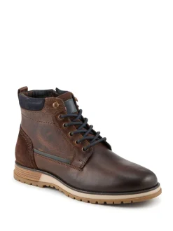 Marron - Bottes en Cuir Pavers Coupe large avec semelle poignée