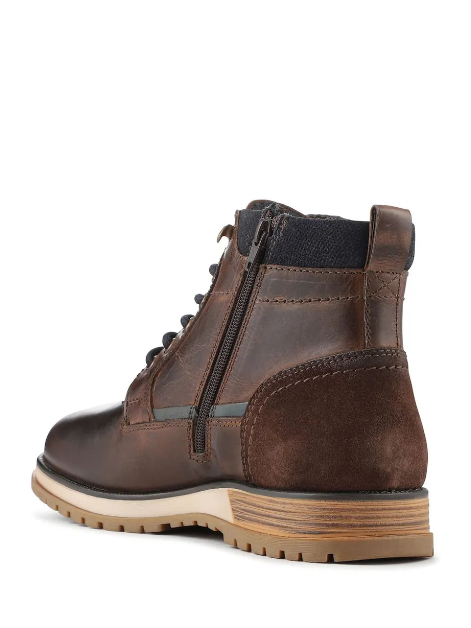 Marron - Bottes en Cuir Pavers Coupe large avec semelle poignée