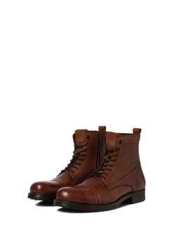 Marron - Bottes JACK & JONES en cuir