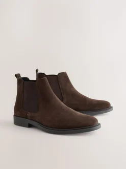Marron - Bottines Chelsea en daim élégantes