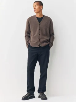 Marron - Cardigan douillet décontracté en laine