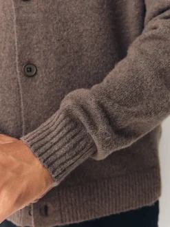 Marron - Cardigan douillet décontracté en laine