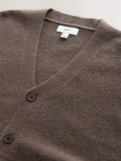 Marron - Cardigan douillet décontracté en laine