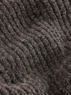 Marron - Cardigan zippé à texture côtelée en laine