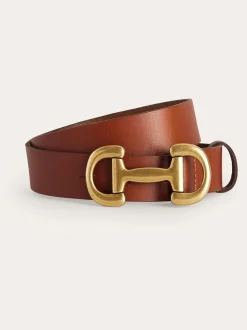 Marron - Ceinture Boden en cuir à bordures de mors