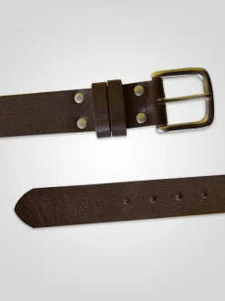 Marron - Ceinture D555 Gavin en Cuir véritable fabriqué à la main 3.7 Largeur cm