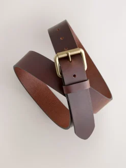 Marron - Ceinture décontractée en cuir avec boucle à rouleau