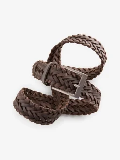 Marron - Ceinture en cuir tressé
