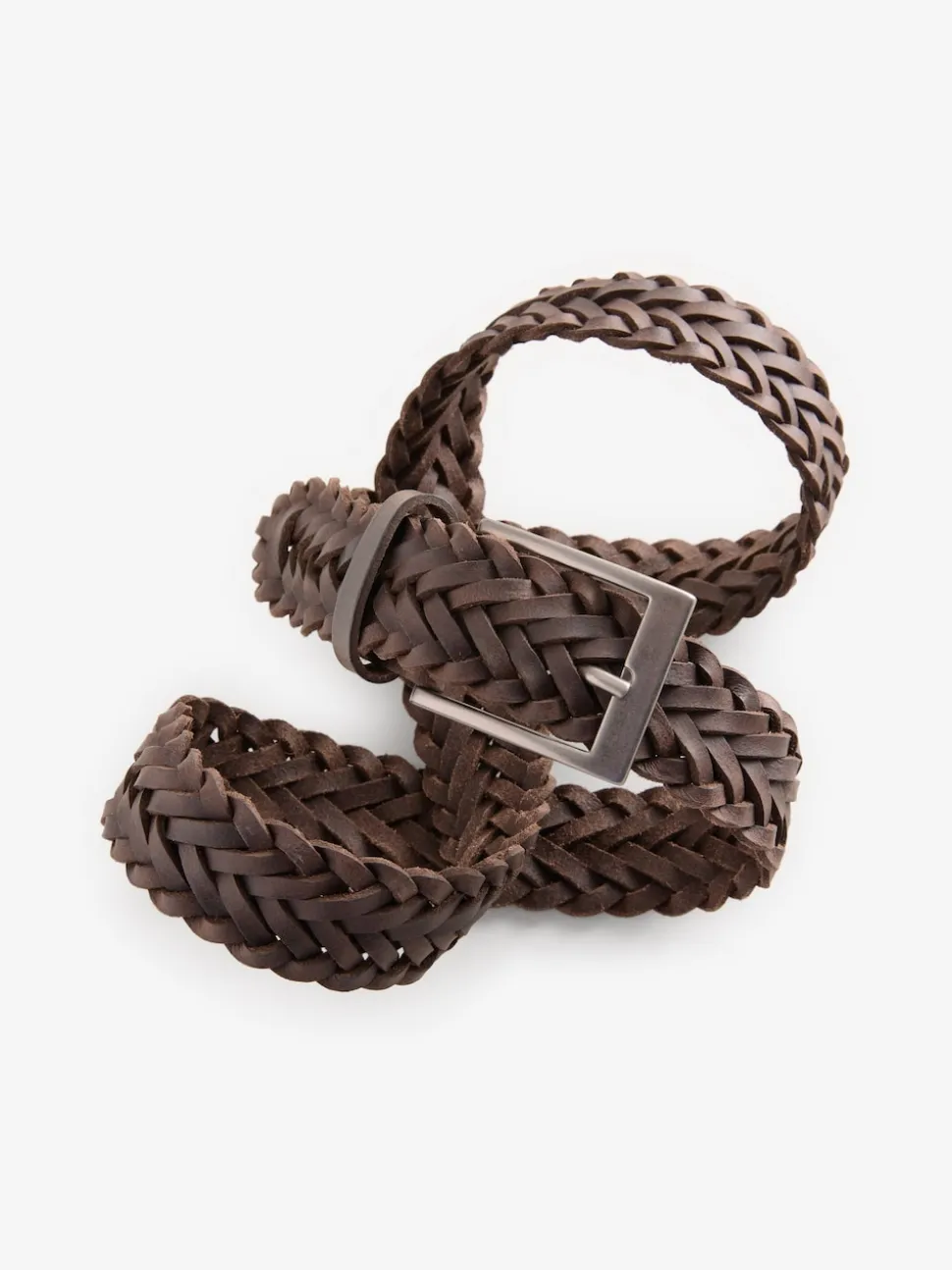 Marron - Ceinture en cuir tressé