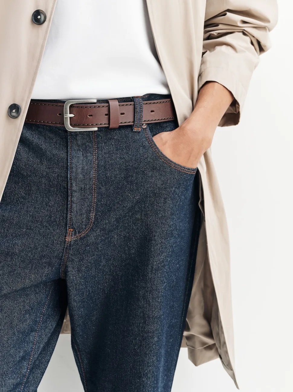 Marron - Ceinture en cuir casual
