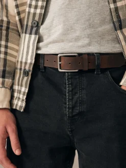 Marron - Ceintures en cuir bruni