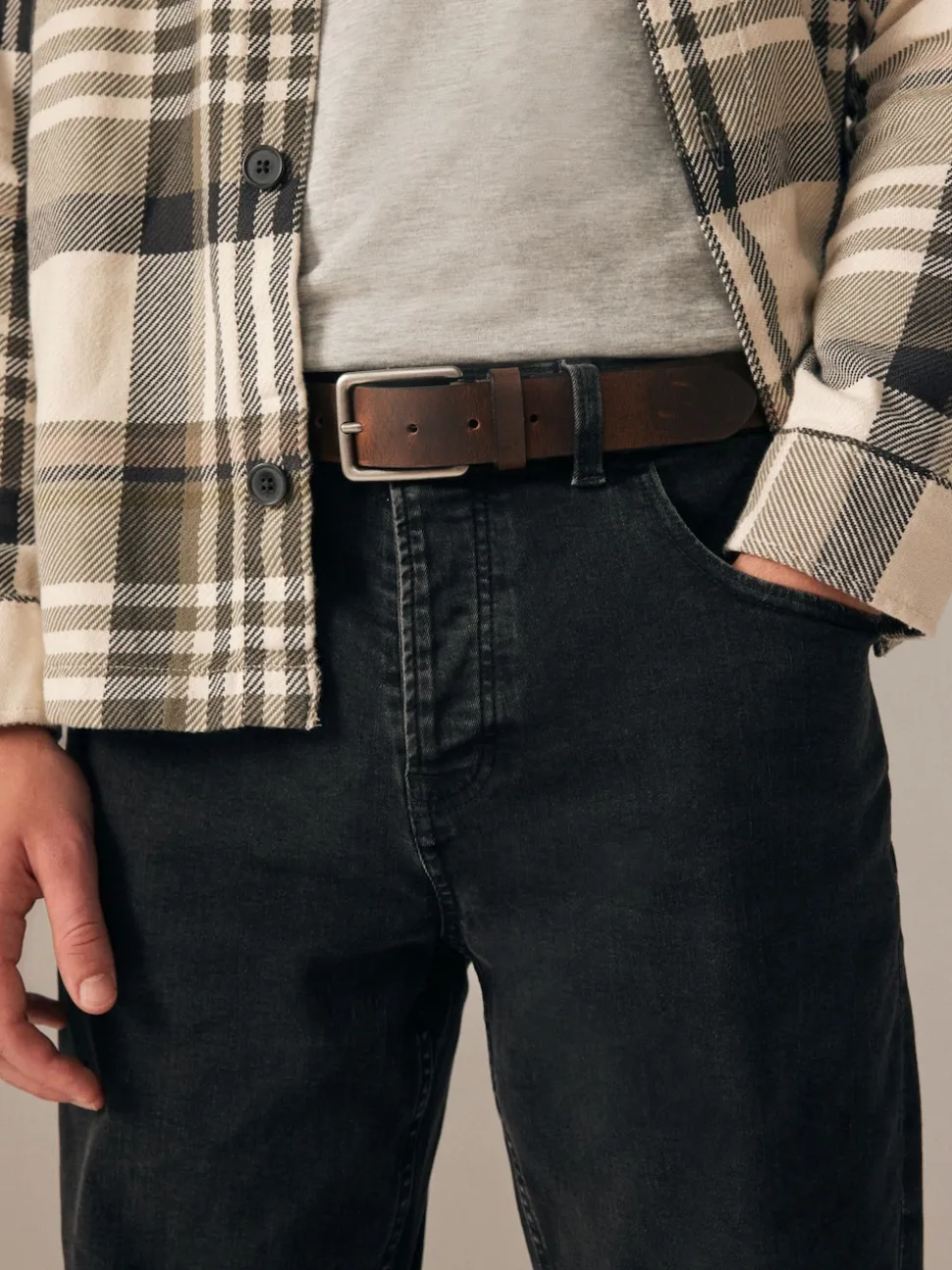 Marron - Ceintures en cuir bruni