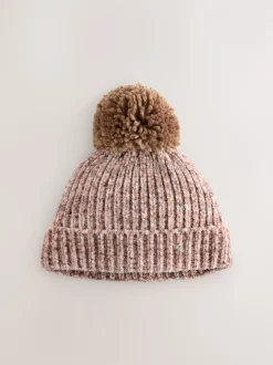 Marron - Chapeau bébé en chenille avec pompon (0mois-2ans)