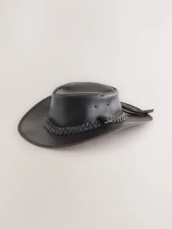 Marron - Chapeau de cow-boy en cuir