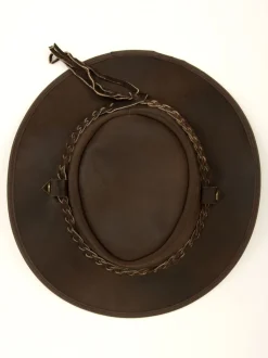 Marron - Chapeau en cuir Lakeland Leather Outback III style australien noir