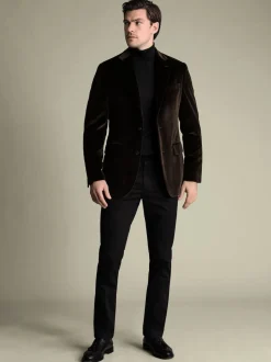 Marron - Charles Tyrwhitt Veste Coupe ajustée en velours italien