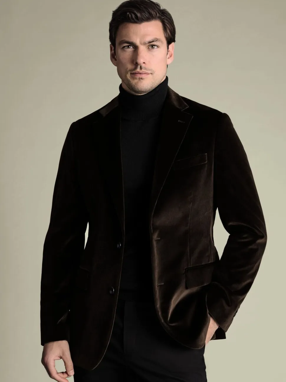 Marron - Charles Tyrwhitt Veste Coupe ajustée en velours italien