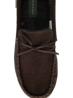 Marron - Chaussons Dunlop en daim à lacets