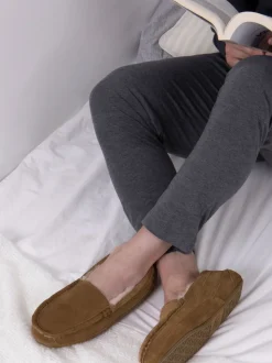 Marron - Chaussons Just Sheepskin Harry homme en peau de mouton