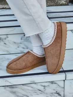 Marron - Chaussons Linzi Tana en faux daim à enfiler