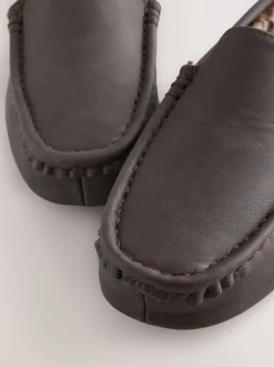 Marron - Chaussons Mocassins Doublés en Fausse Fourrure