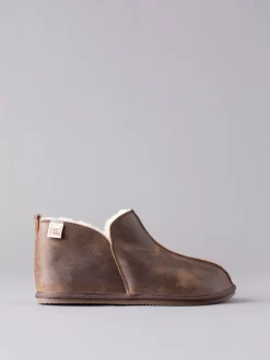 Marron - Chaussons style bottines homme en cuir Lakeland