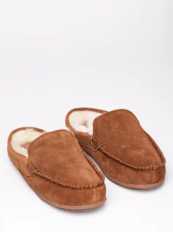 Marron - Chaussons style mocassins en peau de mouton Lakeland Leather